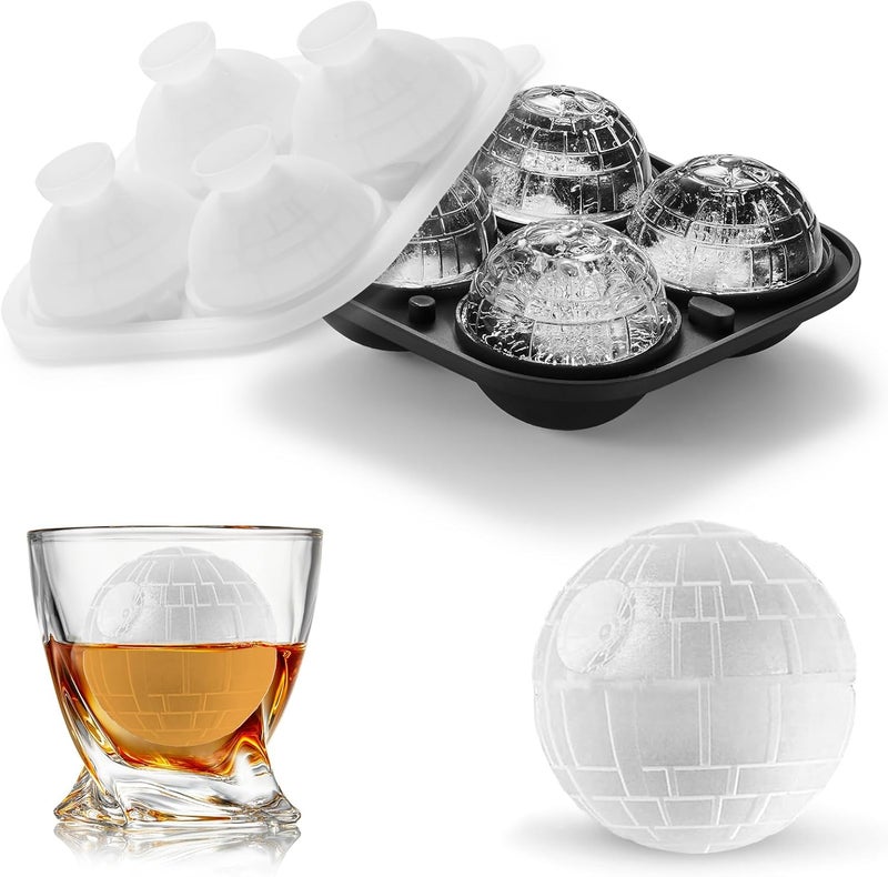 ACOOKEE Death Star Ice Cube Molds, Nerd Whiskey Gifts for Men Geeks, Fun Shapes Large Ball Ice Cube Mold for Cocktails, Bourbon - Image 1